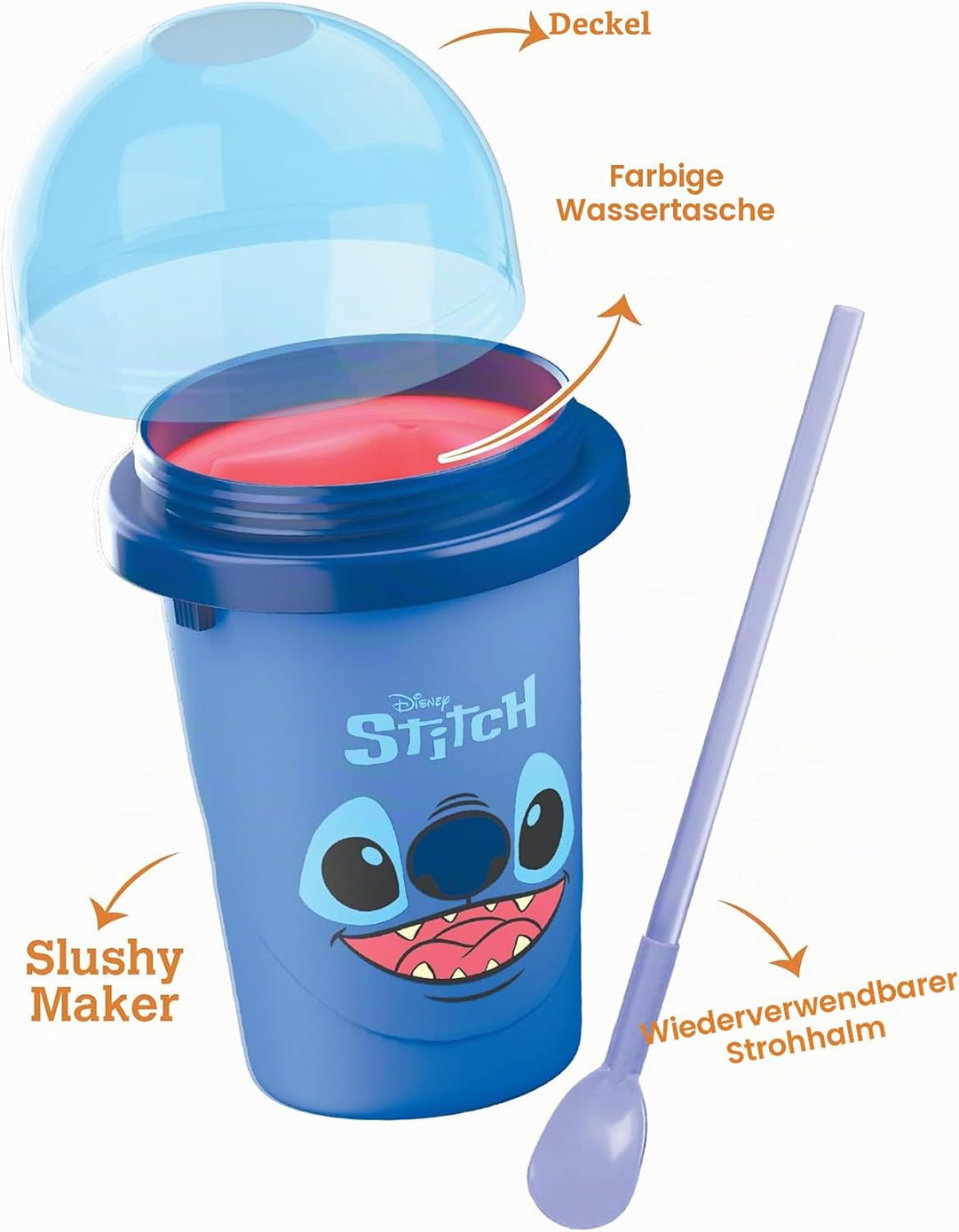 ChillFactor 08258 Stich Disney Wiederverwendbarer Squeeze Cup Slushy Maker mit Stitch Charakter Desi