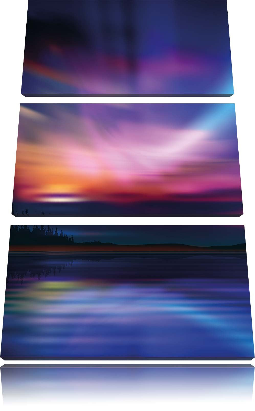 Pixxprint Nordische Polarlichter als Leinwandbild | Grösse: 3 Teilig (120x80) | Wandbild| Kunstdruck