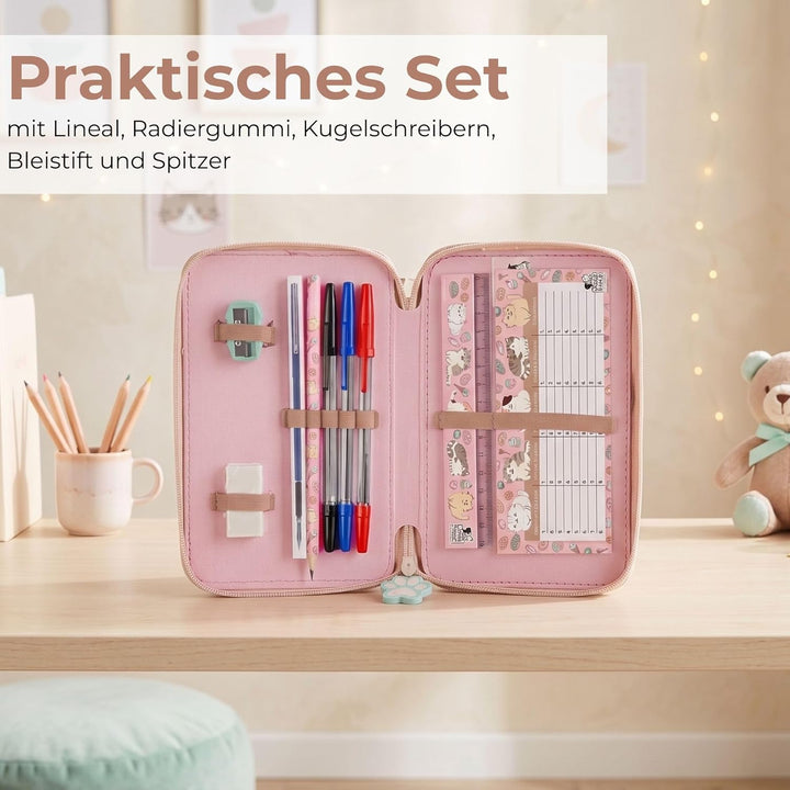 Goldkids - Federmäppchen 3 Fächer - Mäppchen für Mädchen und Jungen - Federmappe 3-Fach Federtasche