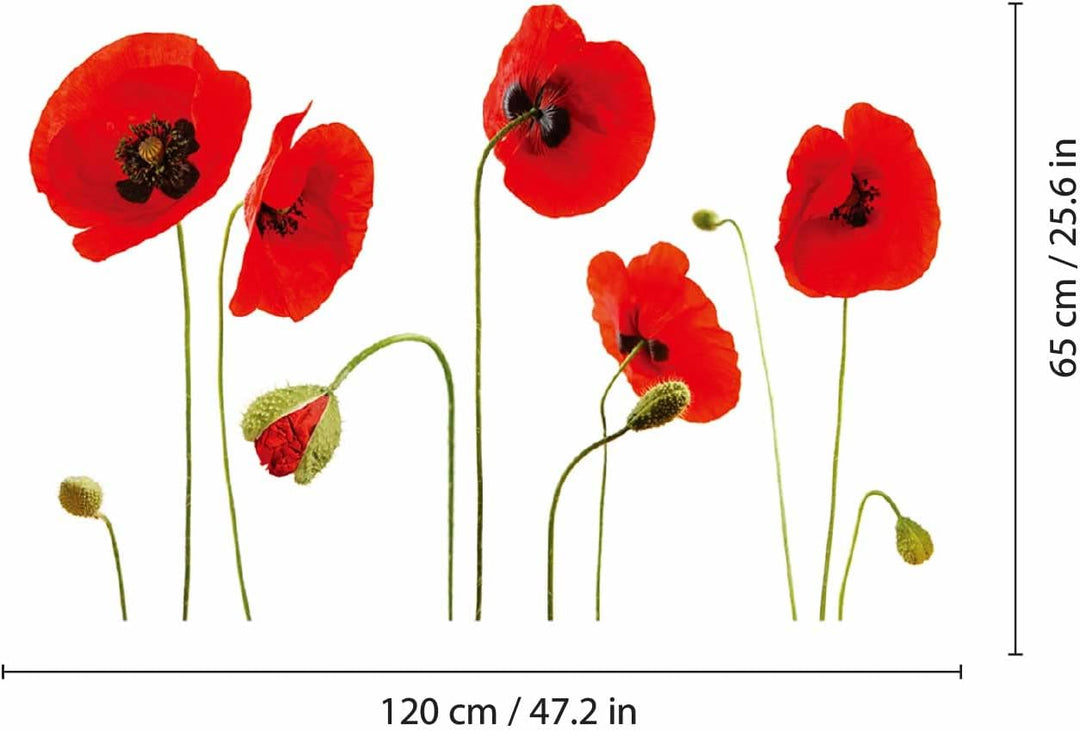 WALPLUS 25 Stück Rote Mohnblumen Abziehbild Wandsticker Im Dunkeln leuchten Aufkleber Anzeige Selbst