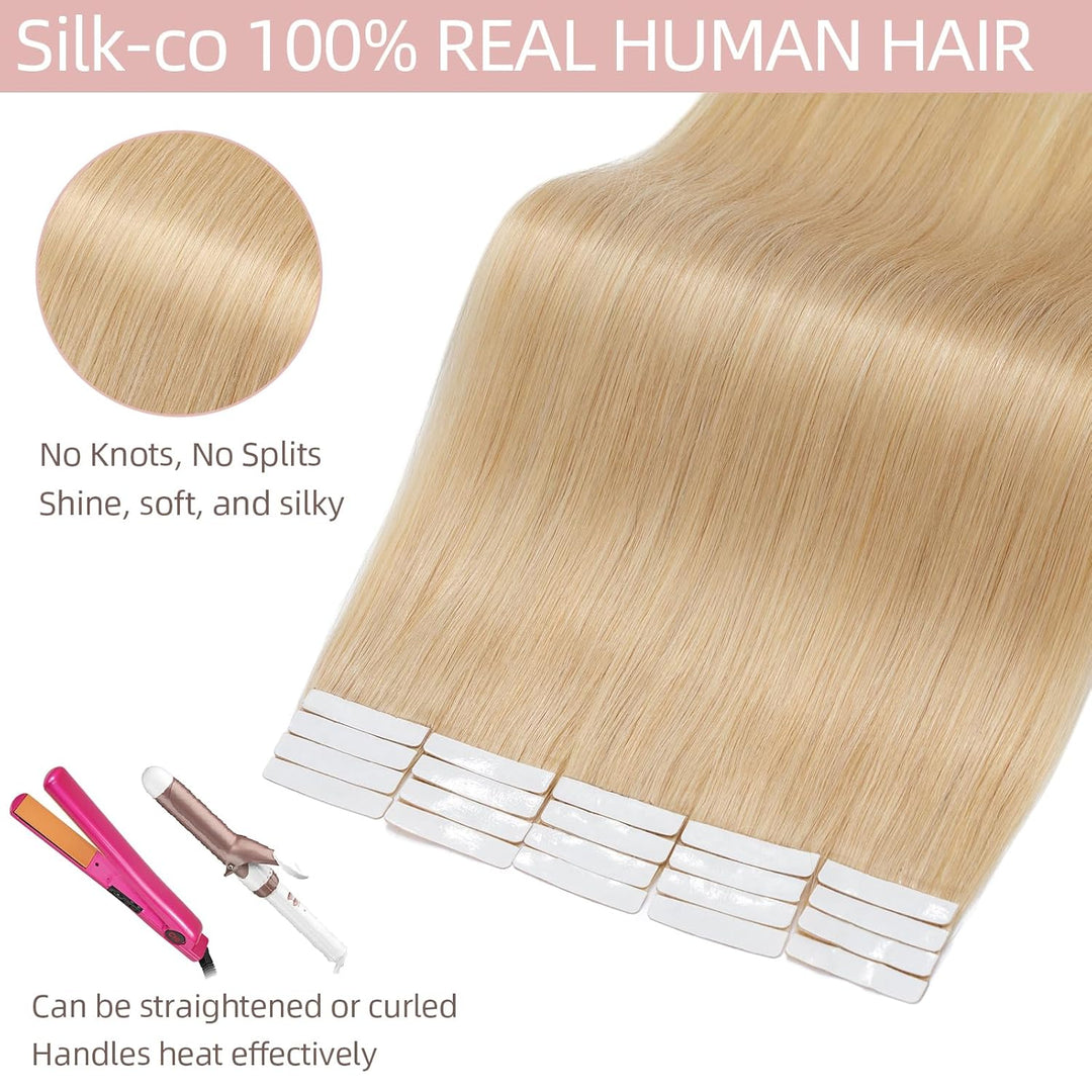 Silk-co Tape in Extensions Echthaar 40stk, Remy Tape Extensions Echthaar, Skin Weft Haarextensions K