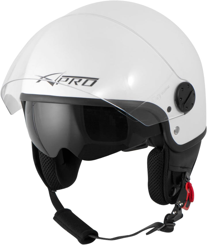 Motorradhelm Motorrad Roller Jet Helm Innensonnenblende 2 Viser SonicMoto 58 cm ( L) Weiss, 58 cm (