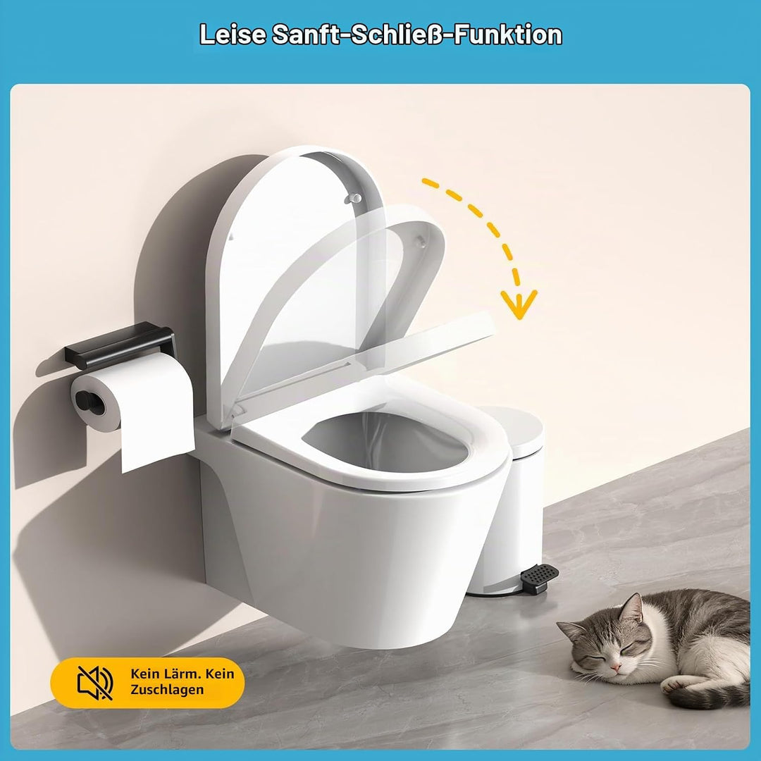 YEAUPE PRO Toilettendeckel mit Absenkautomatik D Form [KURZ] - 43,5×36,2 cm | WC Sitz mit Schnellver