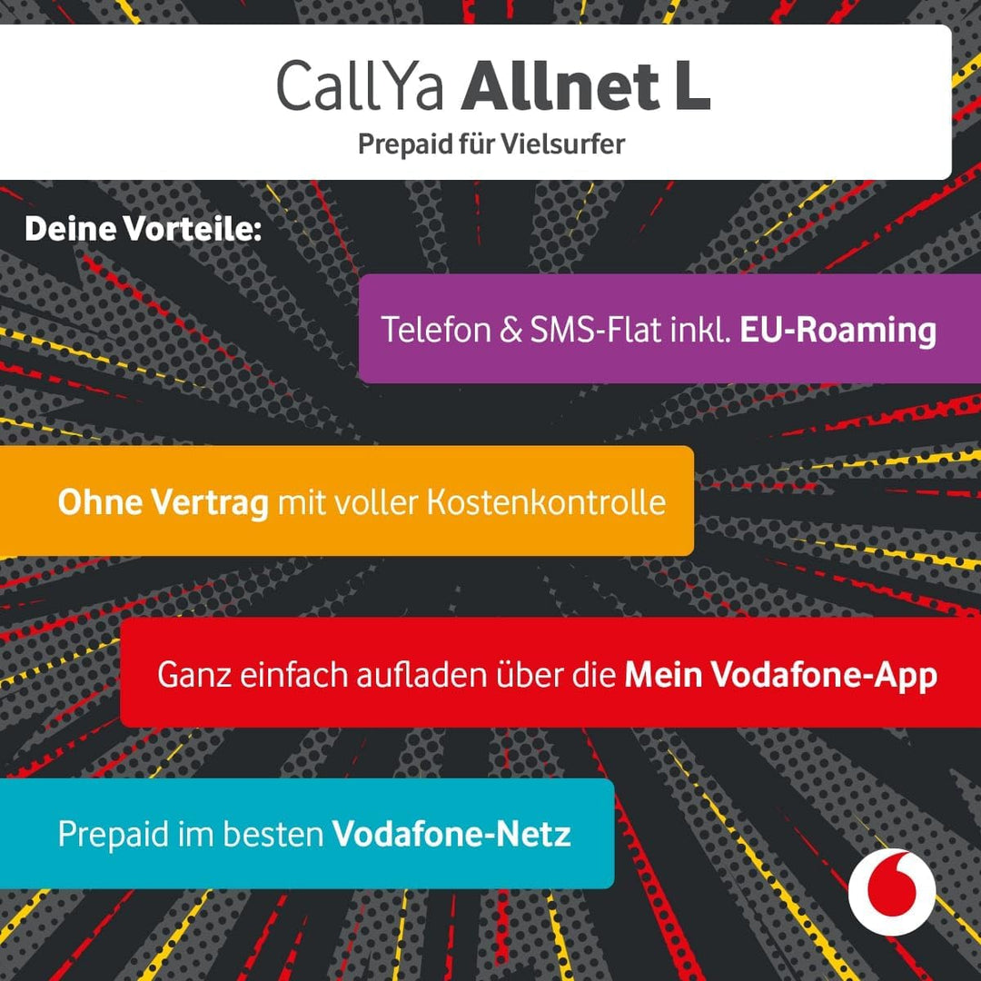 Vodafone Prepaid CallYa Digital eSIM | 35 GB | 20 EUR Startguthaben | ohne Vertrag | 5G-Netz | Telef