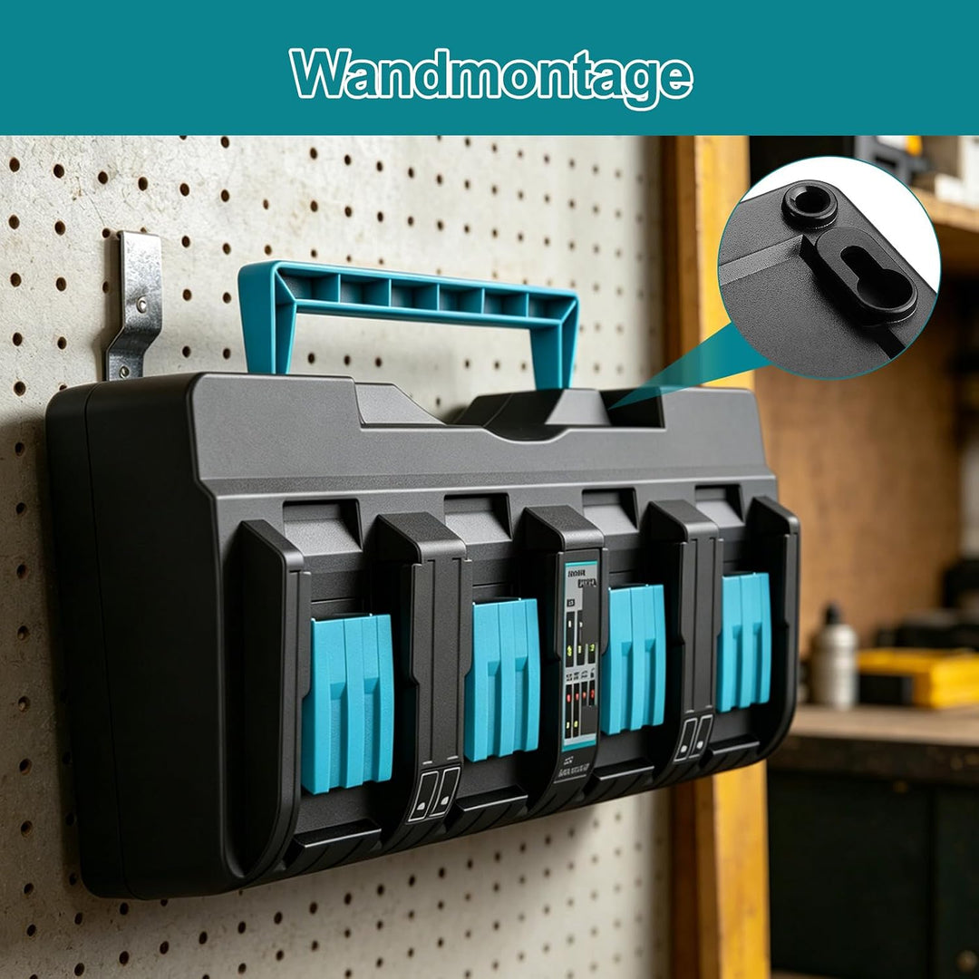 4-Fach Schnellladegerät DC18SF für Makita Ladegerät 18V | Kompatibel mit Makita Akku 18V/14.4V BL185