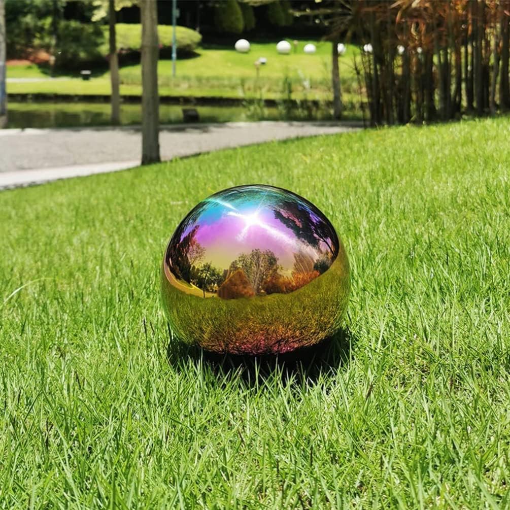 Cabilock Edelstahl Gartenkugel 15cm Bunt Metallkugeln Deko Garten Hohlkugel Metall Dekokugel Spiegel