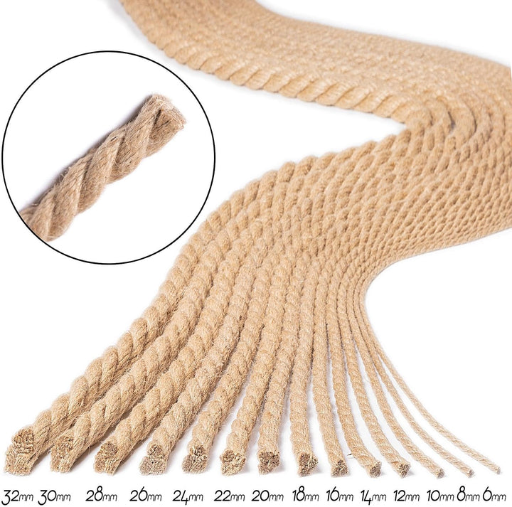 BooGardi Juteseil in Verschiedene Stärken und Längen · Ø 26mm Länge 15m · Naturware zum Basteln · Ma