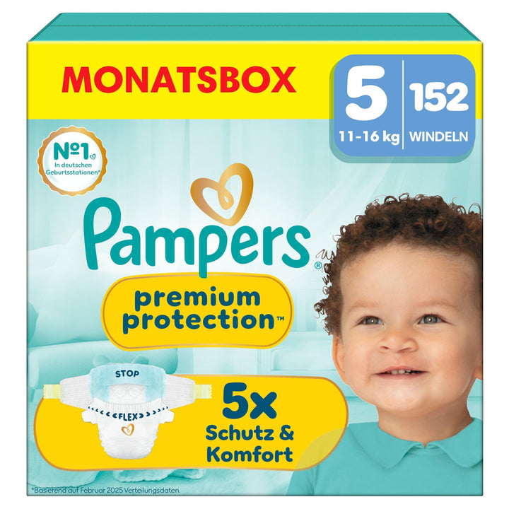 Pampers Premium Protection Grösse 5, 152 Windeln, 11kg-16kg, unser Nr. 1 Haut- und Auslaufschutz Grö