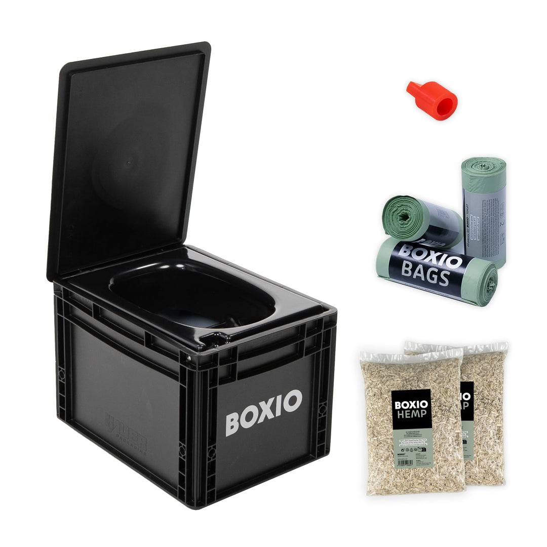 BOXIO Toilet Plus - Trenntoilette mit Starter Kit, Mobile Camping Toilette 40 x 30 x 28 cm inkl. 2x