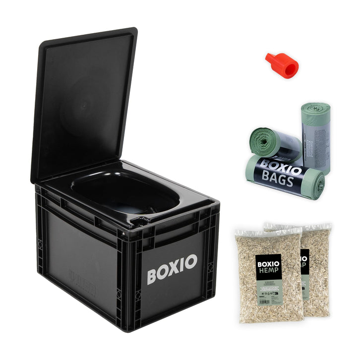 BOXIO Toilet Plus - Trenntoilette mit Starter Kit, Mobile Camping Toilette 40 x 30 x 28 cm inkl. 2x