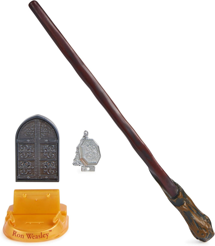 Wizarding World Harry Potter - Authentischer Ron Weasley Zauberstab aus Kunststoff mit Zauberspruch-