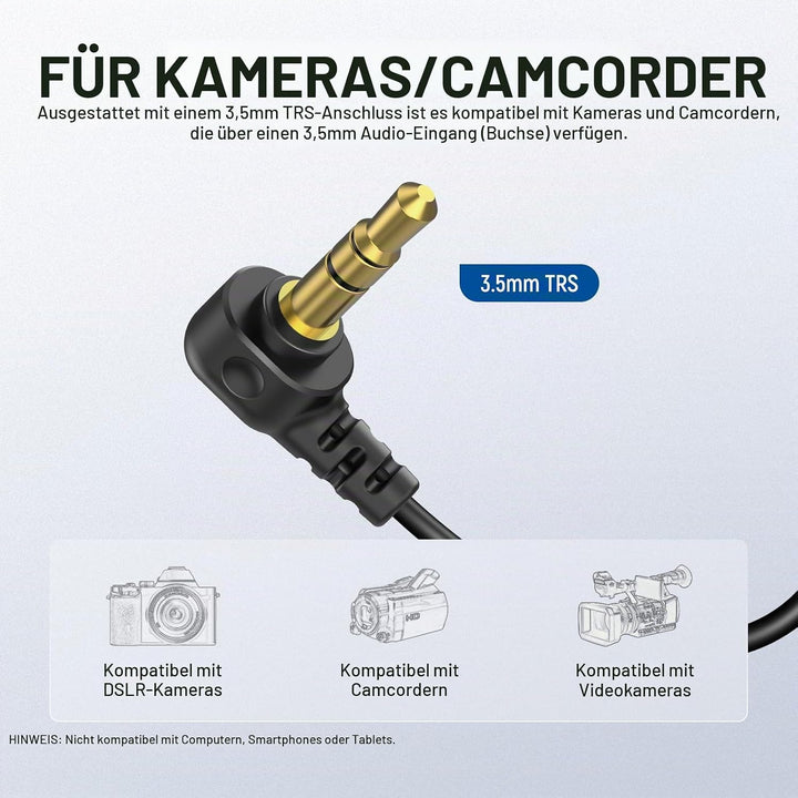 NEEWER Mini Lavalier Mic, 2er Pack, 2m Clip On kabelgebundenes Kondensator Ansteckmikrofon mit 3,5mm