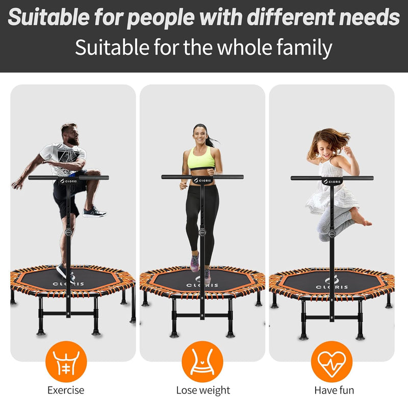 CLORIS 101,6 cm faltbares Fitness-Trampolin – maximale Belastung 400lb, Mini-Rebounder mit verstellb