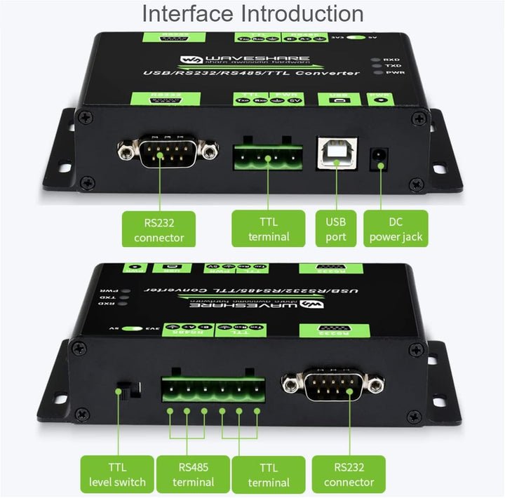 Waveshare Industrial USB / RS232 / TTL to RS232 / 485 / TTL Isolated Multi-Bus Converter Adapter Mod