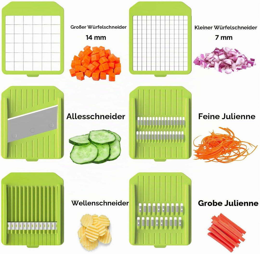 Gemüseschneider Manuell Mandoline Gemüsehobel mit 6 Klingen & 3.3L Container - Professioneller Gemüs