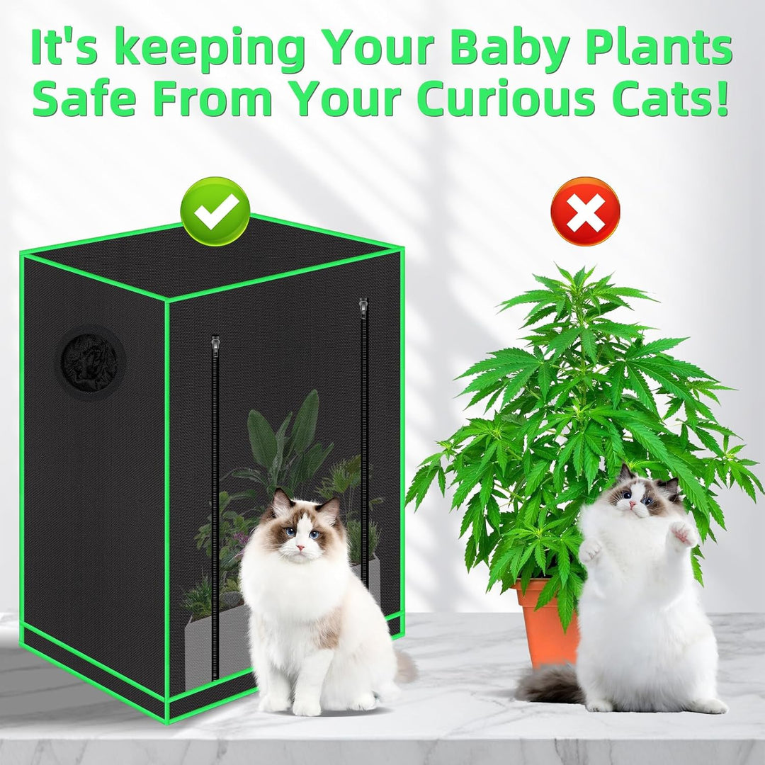55 x 40 x 65 cm Grow Tent mit Beobachtungsfenster, Bodenwanne, Lüftungsfenster und Kabeldurchlass (S