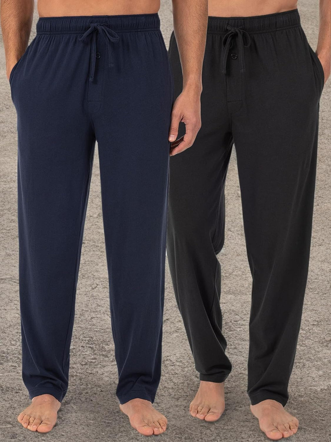 Fruit of the Loom Herren Schlafhose aus Jersey-Strick Pyjamaunterteil S Black/Navy (2-pack), S Black