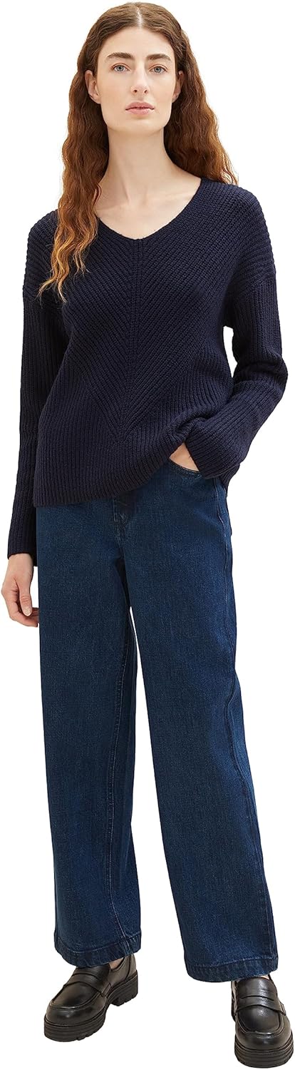 TOM TAILOR Damen High Waist Culotte Jeans mit weitem Bein 28W / 32L 10113 - Clean Mid Stone Blue Den
