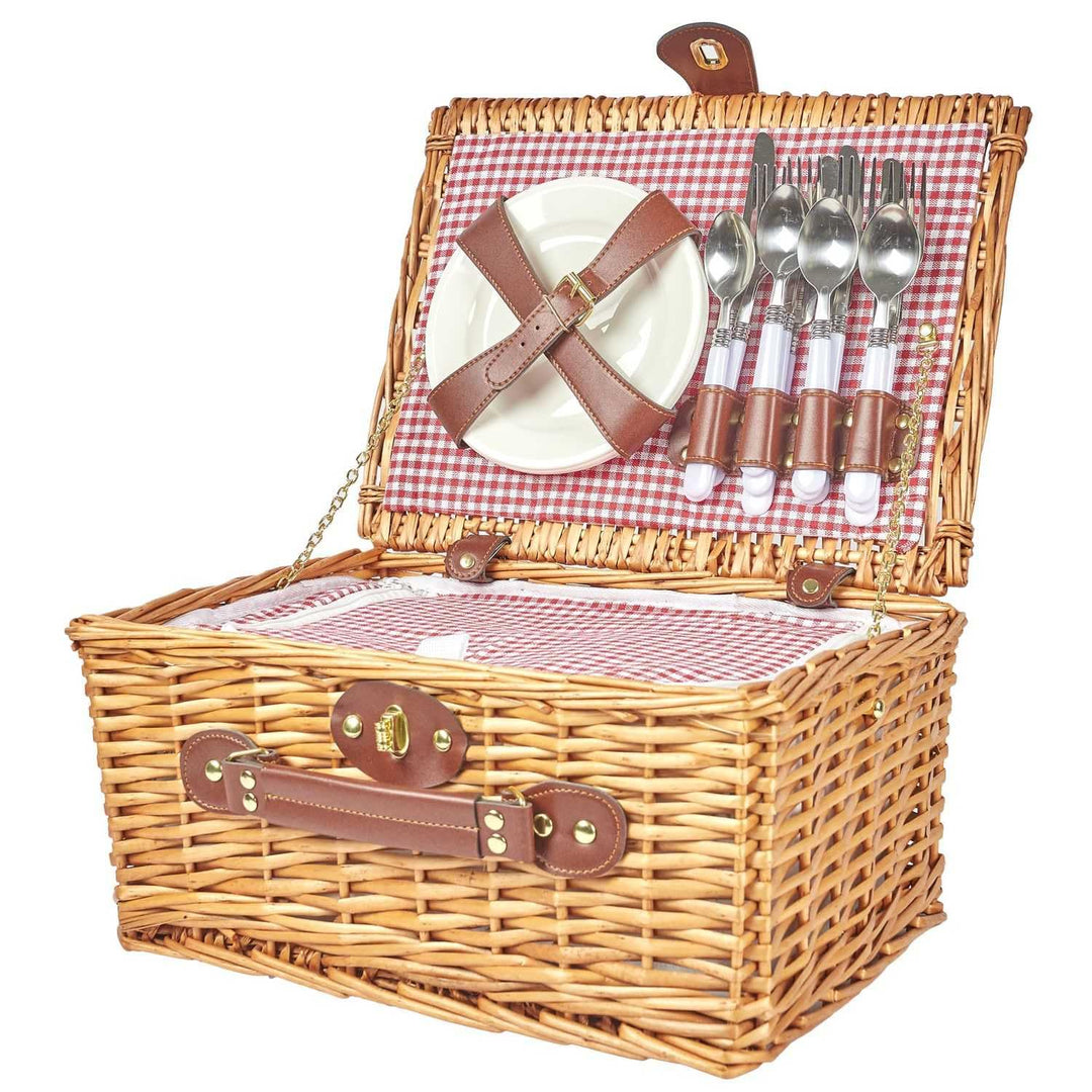 COOK CONCEPT The Home Deco Factory Wicker Picnic Basket with Garden Tableware