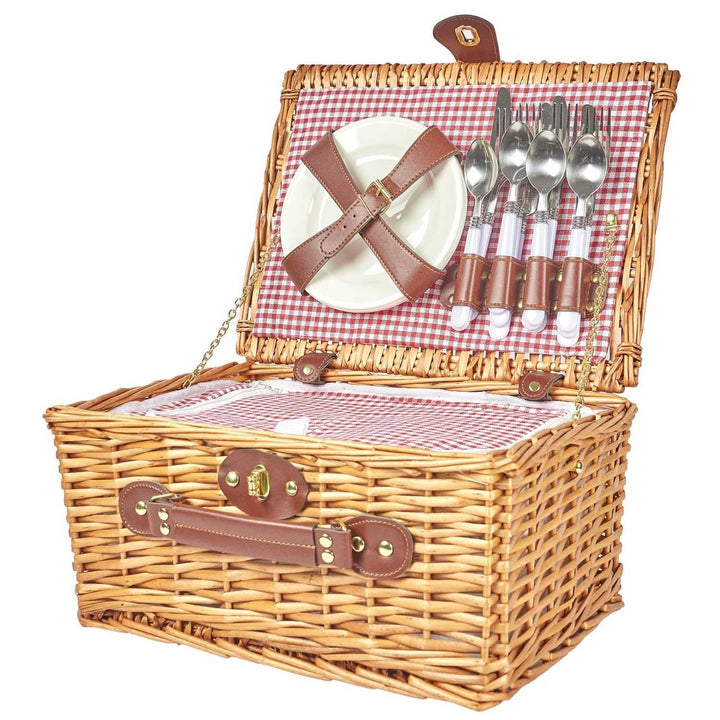 COOK CONCEPT The Home Deco Factory Wicker Picnic Basket with Garden Tableware