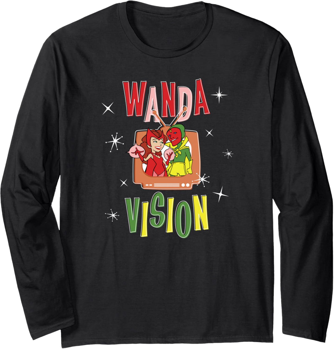 Marvel WandaVision Wanda & Vision Retro TV Artwork Langarmshirt