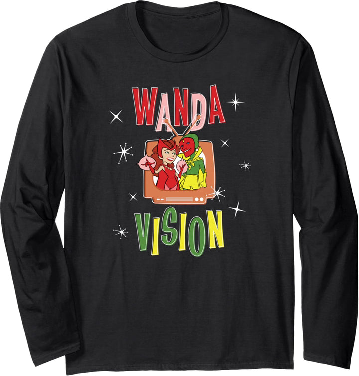 Marvel WandaVision Wanda & Vision Retro TV Artwork Langarmshirt