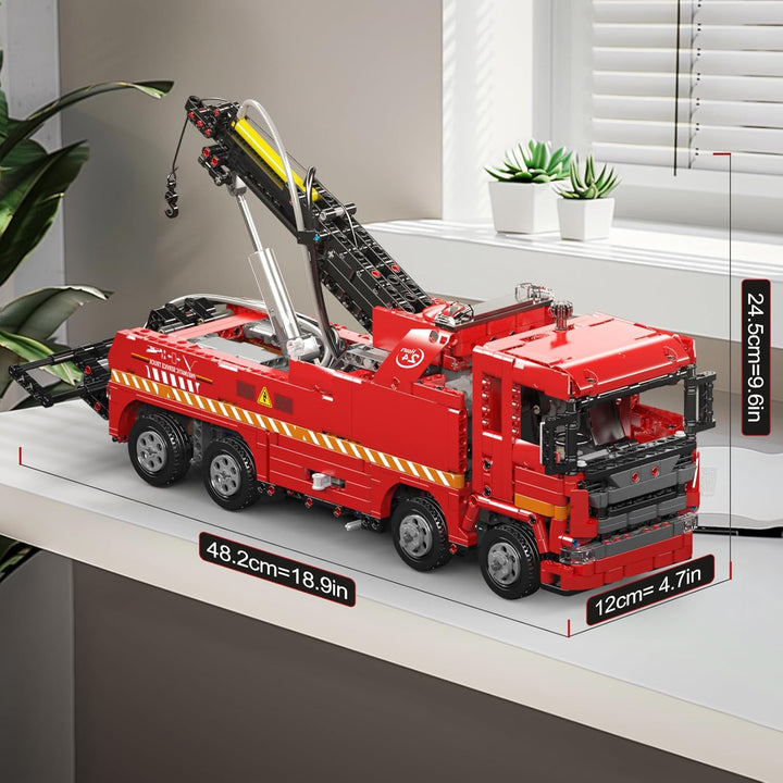 Mould King 19017 Technik Ferngesteuert Anhänger, 1653 Teile 2.4Ghz RC mit 3 Motor, Technik Kran LKW