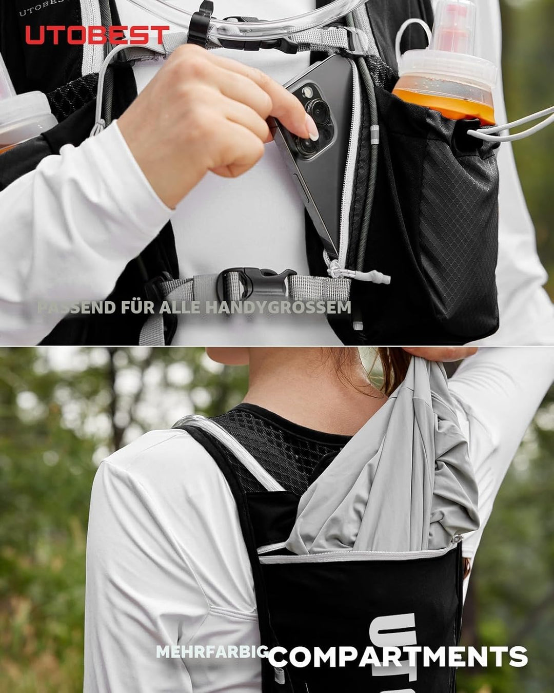 UTOBEST Trinkrucksack 5L, Laufweste, Herren Damen Ultraleicht Laufrucksack für Laufen, Marathon, Jog
