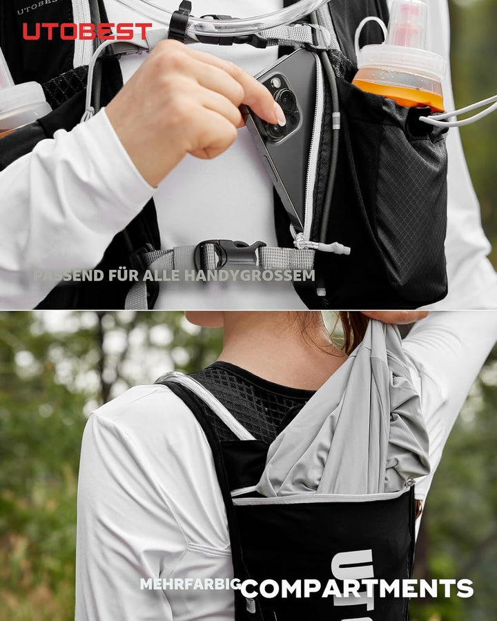 UTOBEST Trinkrucksack 5L, Laufweste, Herren Damen Ultraleicht Laufrucksack für Laufen, Marathon, Jog