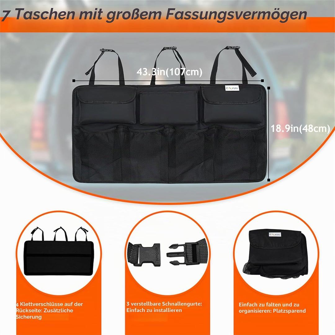 Kofferraum Organizer Auto, multi aufbewahrungstasche für auto mit netztaschen, kofferraumtasche, sch