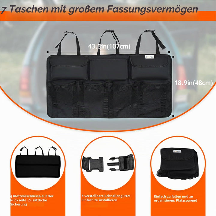Kofferraum Organizer Auto, multi aufbewahrungstasche für auto mit netztaschen, kofferraumtasche, sch