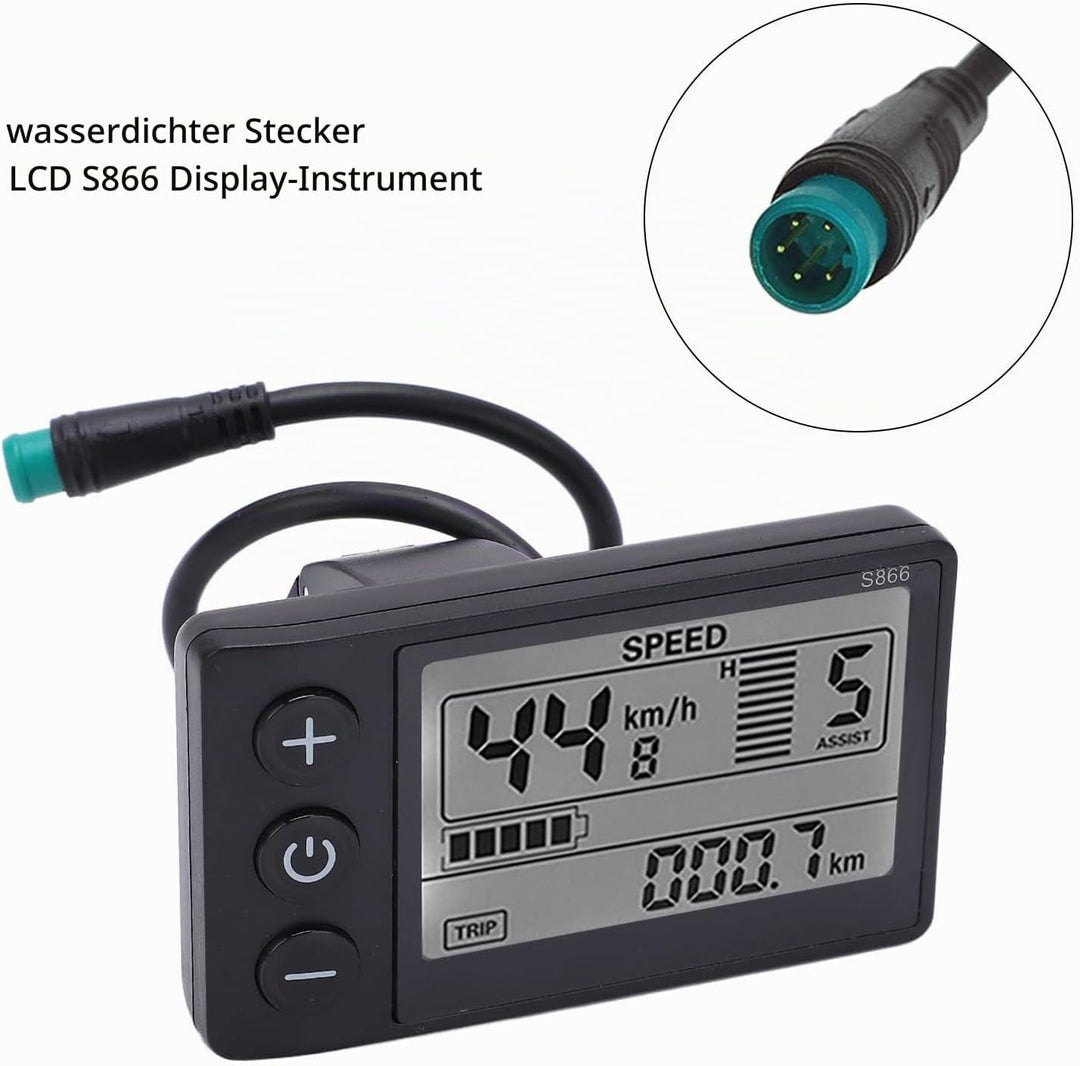 Fockety Elektrisches Fahrrad LCD Display Meter, 24V 36V 48V Elektrisches Fahrrad LCD Display Bedienf