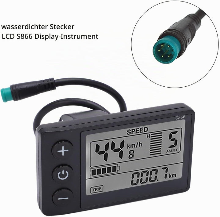 Fockety Elektrisches Fahrrad LCD Display Meter, 24V 36V 48V Elektrisches Fahrrad LCD Display Bedienf