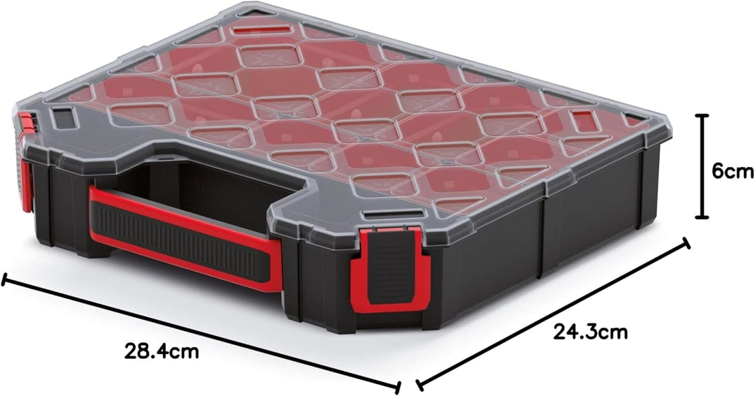 Sortimentskasten 284x243x50 mm - Sortimentsbox für Zubehör und Kleinteile - Schraubenbox mit 7 Einsä