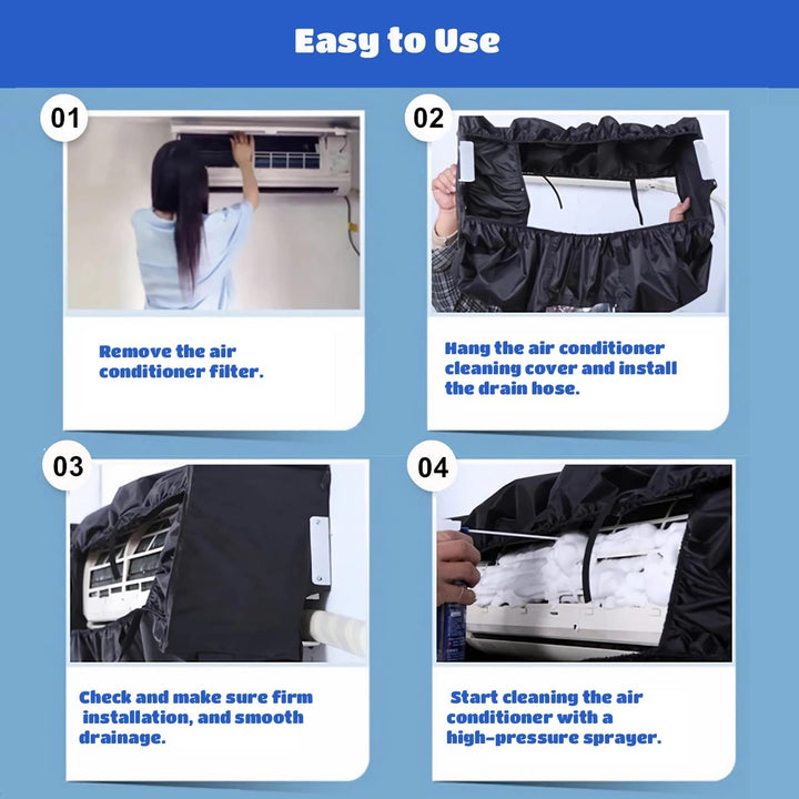 Schwarzer Reinigungsbeutel für Klimaanlagen Wandmontierter wasserdichter Staubwaschreiniger Reinigun