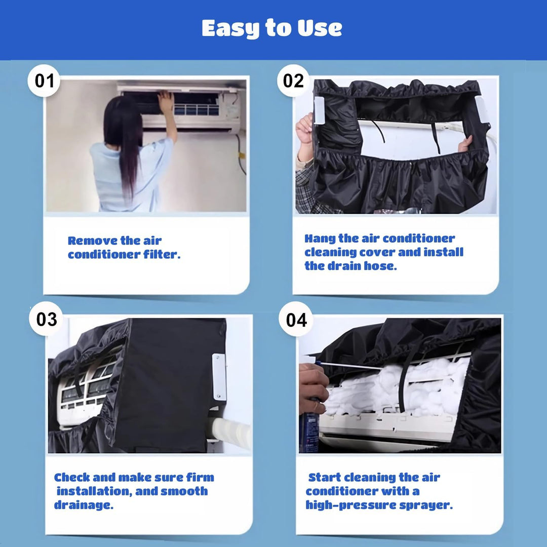 Schwarzer Reinigungsbeutel für Klimaanlagen Wandmontierter wasserdichter Staubwaschreiniger Reinigun