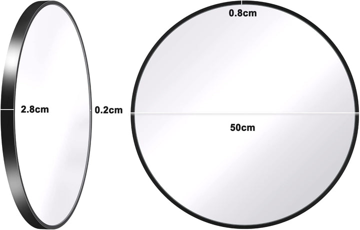 Dripex Rund Wandspiegel 50cm mit Aluminiumrahmen,dekorativer HD Wandspiegel Schminkspiegel für Badzi