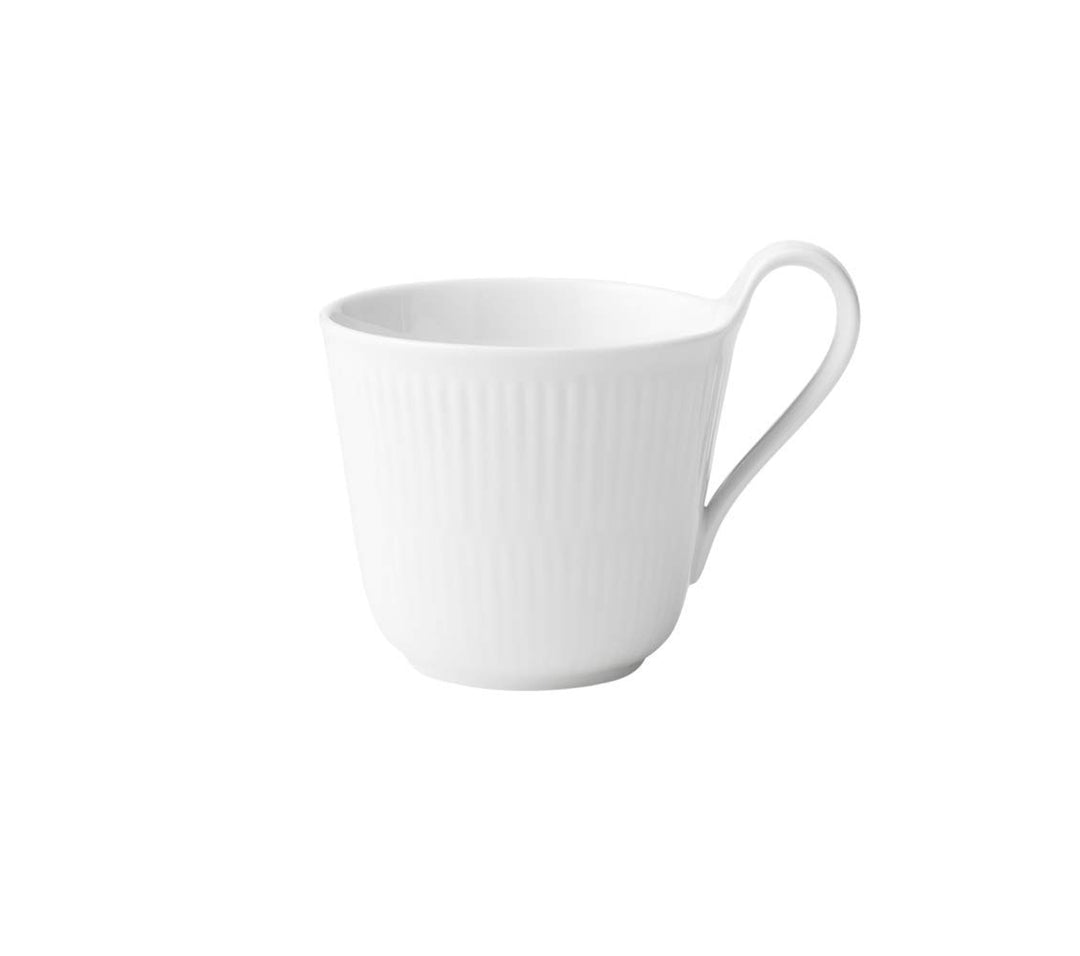 Royal Copenhagen White Fluted Tasse mit Hohem Henkel 33cl Porzellan Weiss, Masse: 12,5cm x 9,5cm x 1