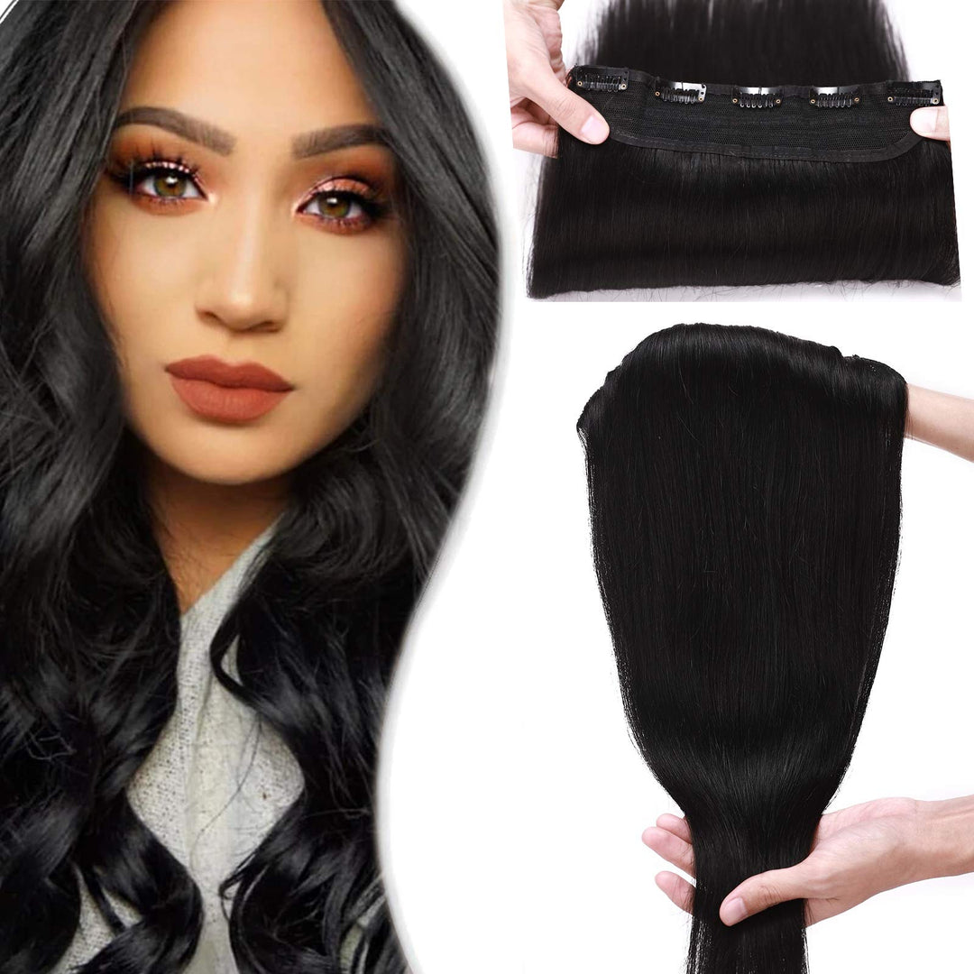 SEGO Haarteil Clip in Extensions Echthaar DICKER 1 Tresse 5 Clips Dicker Dichter Haarverlängerung 10