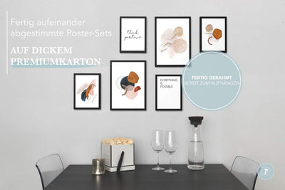 Papierschmiede® Mood Poster Set Bernstein Abstrakt, Fertiges Bilder Set mit Rahmen (Holz, schwarz),