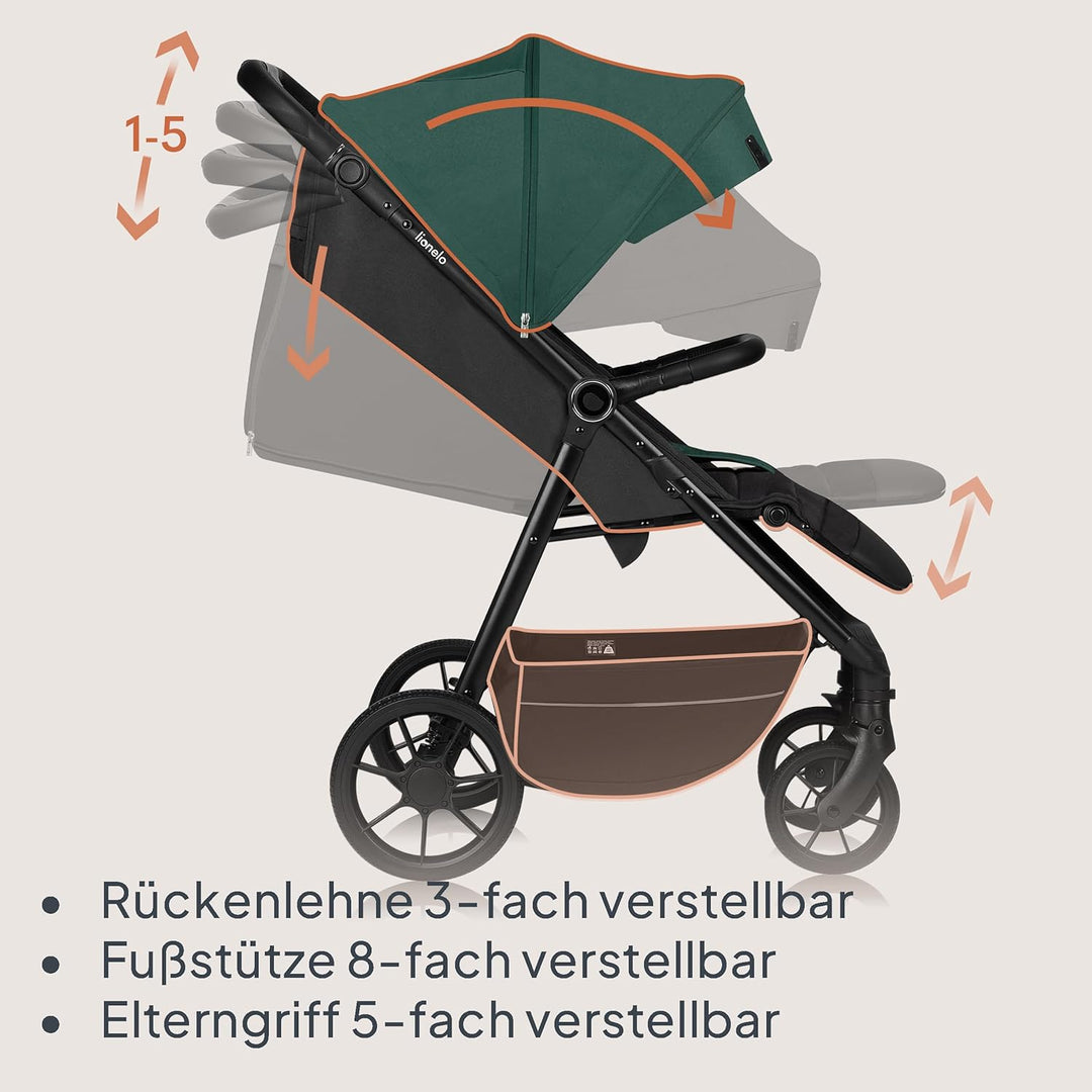 LIONELO MIRA Buggy bis zu 22 kg von 6 Monaten bis 4 Jahren Schwenkbare 360° Räder Volle Stossdämpfun