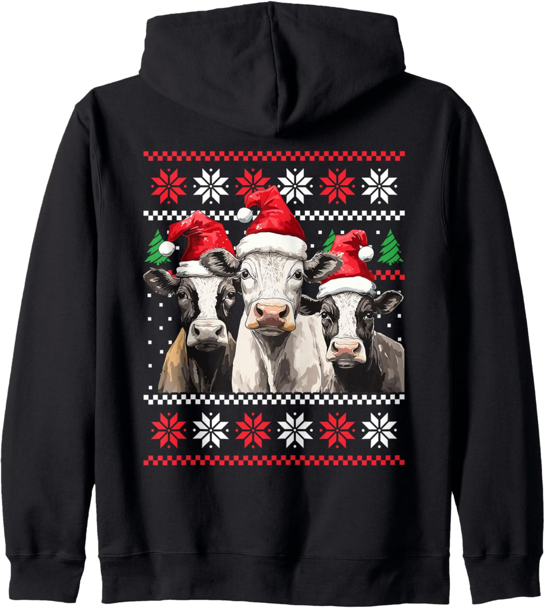 Kühe mit Weihnachtsmützen | Ugly Christmas Sweater Kapuzenjacke