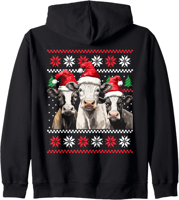 Kühe mit Weihnachtsmützen | Ugly Christmas Sweater Kapuzenjacke