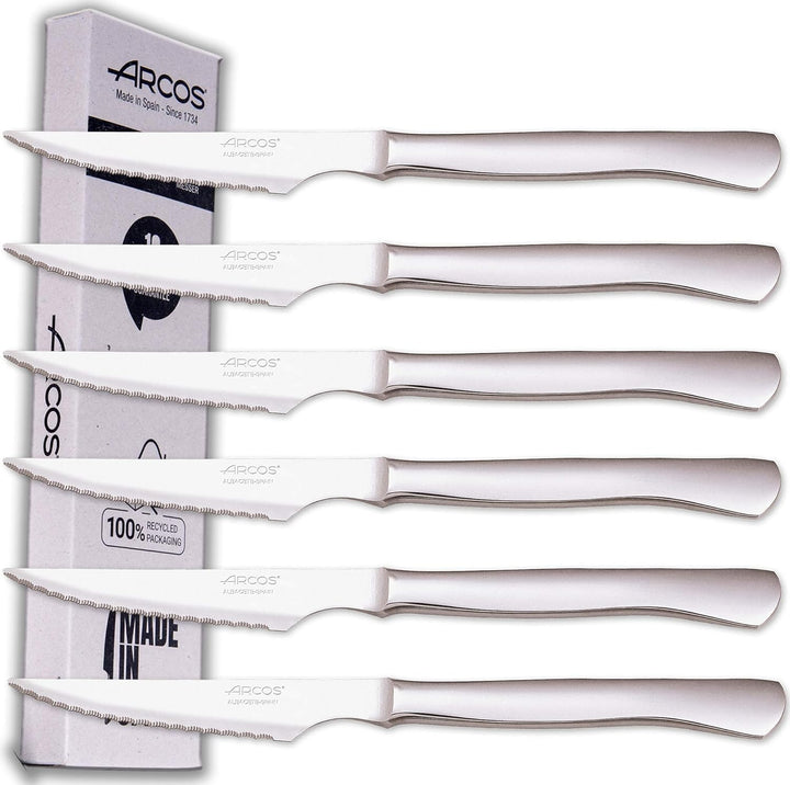 Arcos Fleischmesser-Set | 6 Stück | Steakmesser Marke Arcos | Edelstahl-Besteck | Klinge 110 mm | Mo
