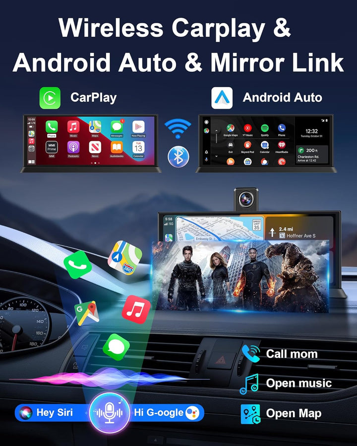 11,26 Zoll Carplay Display 4K Carplay Android Auto Display mit 350° Frontkamera 64G SD Karte Auto Di