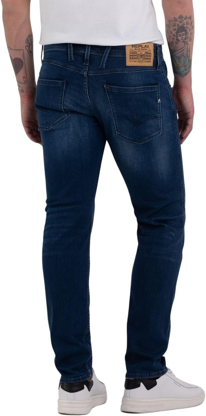 Replay Herren Jeans Anbass Slim-Fit mit Comfort Stretch 28 Medium Blue 009, 28 Medium Blue 009