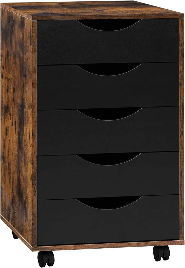 WOLTU Rollcontainer mit 5 Schubladen, mobiler Aktenschrank mit Rollen, Schubladenschrank Büroschrank