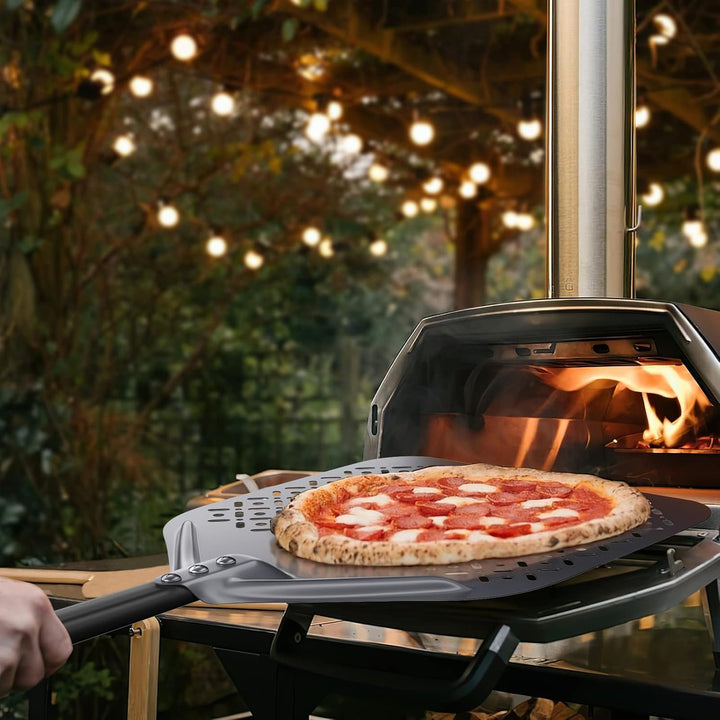 12 Zoll 30cm x 72cm Perforierter Pizzaschieber, Pizzaschaufel aus Hart Eloxiertes Aluminium Rechteck