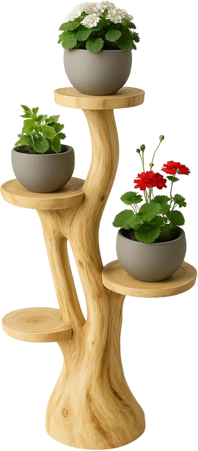My-goodbuy24 Blumenständer Blumentreppe Blumenpodest Blumenhocker Pflanzen Blumen Deko Treppe Holz M
