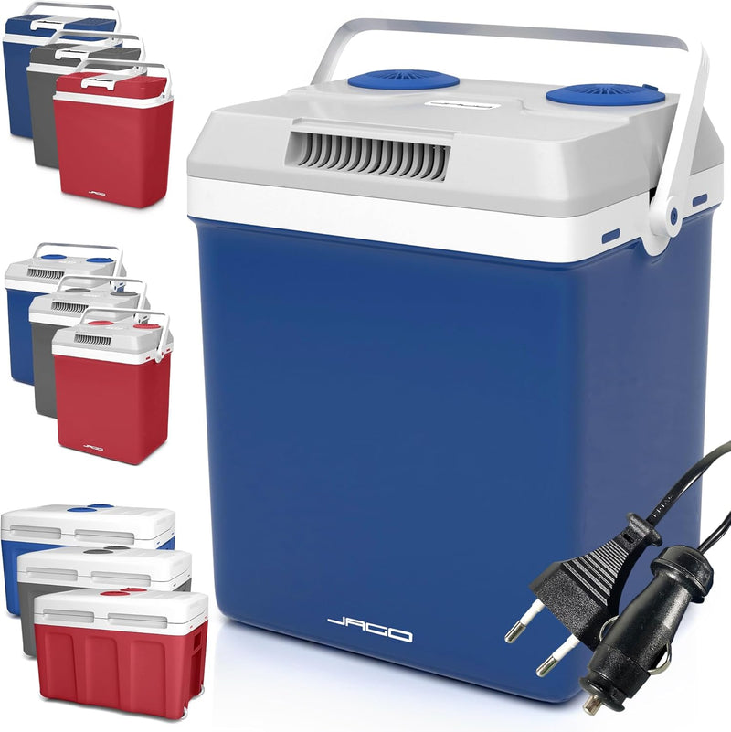 Jago® Kühlbox - 20/25/40L, Griff, 12/220V, Auto, Steckdose, Kühl-, Warmhaltefunktion, Blau/Anthrazit